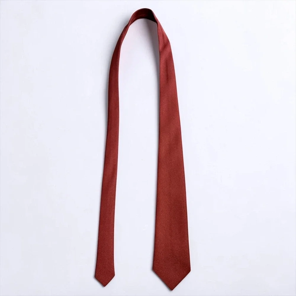 Black Cat Mens Burgundy Red Twill Solid Necktie Formal Business Dress Tie